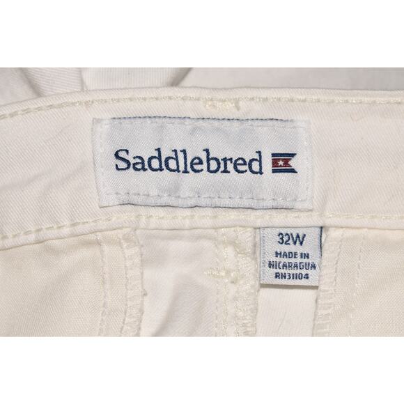 SADDLEBRED NEW $50 Comfort Flex 9" Flat Front Chino Pant White Men's 32 - Picture 3 of 3